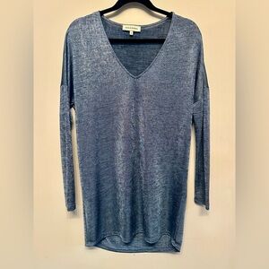 June & Hudson Blue V-Neck Long Sleeve Top/Mini Dress (if you are brave) Small